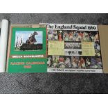 Ten 1980's Mecca Bookmakers Calendars, 1980-1989, along with two 1980 World Cup England Squad Wall