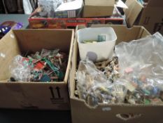 Two boxes of Britains and similar plastic Farm, Zoo and similar Animals and accessories