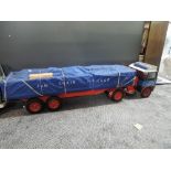 A wooden and plastic hand built scale model of an Articulated Wagon, Ian Craig Haulage