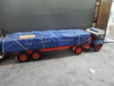 A wooden and plastic hand built scale model of an Articulated Wagon, Ian Craig Haulage