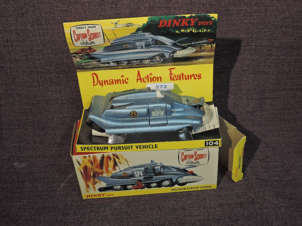 A Dinky diecast, No104 Spectrum Pursuit Vehicle on inner card stand in original box with instruction