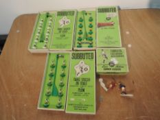 Three Subbuteo 00 scale C100 and similar sets, two sets missing goalkeepers, other set complete