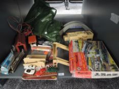A shelf of mixed Railway related Toys including Playcraft 00 gauge Goods Train set PR1301, Hornby