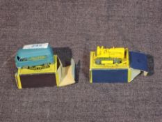 Two Matchbox Moko Lesney diecasts, No18 Caterpillar Bulldozer in yellow with yellow shovel and