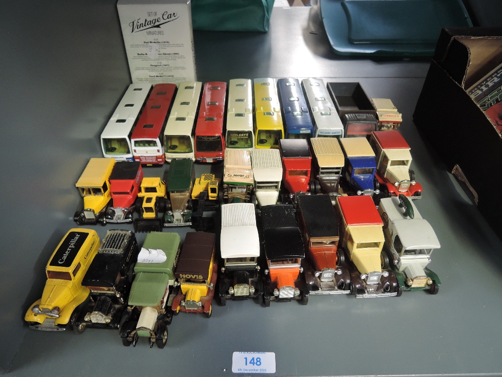 A colection of modern playworn diecasts including Corgi Buses, Models of Yesteryear etc, approx 30
