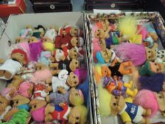 Two boxes containing Forty Six mixed size Troll Dolls including Russ, Tyco etc
