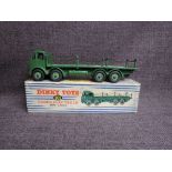 A Dinky diecasts, 905 Foden Flat Truck with Chains, Green, in original blue and white striped box