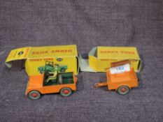 Two Dinky diecasts, 340 Land-Rover in orange with dark green interior and driver present and 341