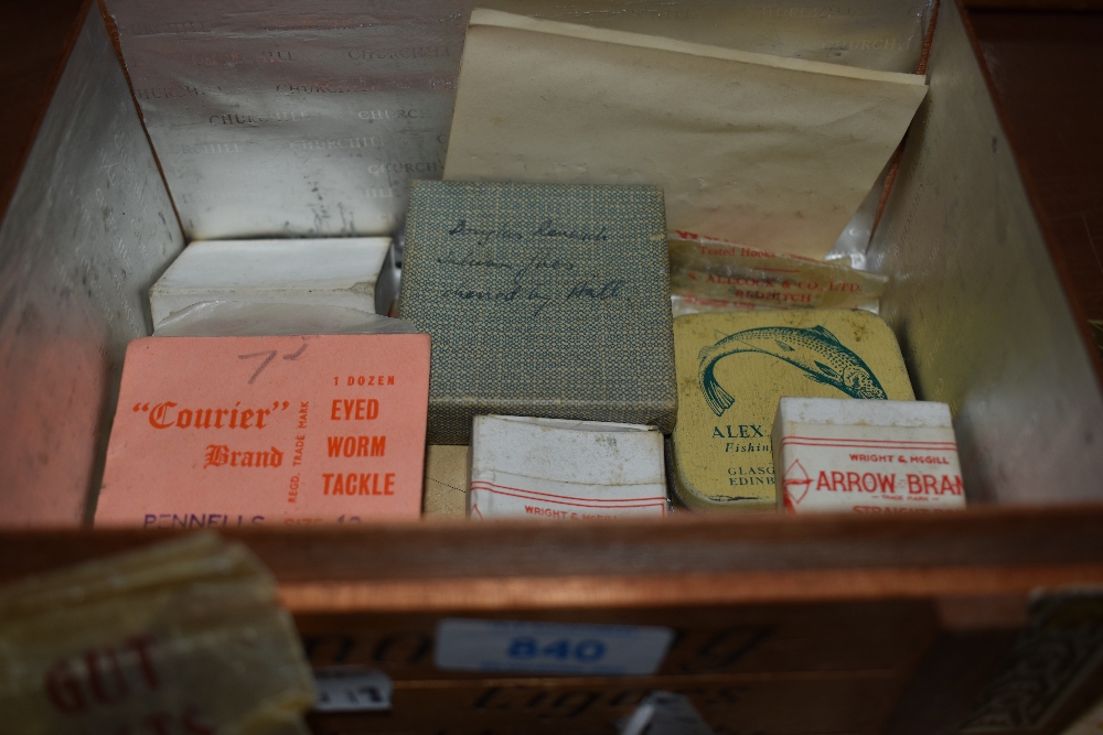 3 cigar boxes containing vintage fishing tackle Hooks, casts and Flies most in original packaging - Image 2 of 3