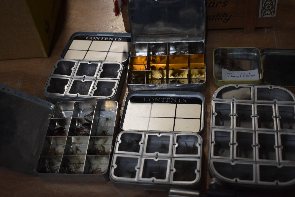 A selection of 6 small pocket tins containing trout flies one tin marked Hardy Bros ltd - Image 2 of 2