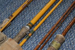 3 vintage cane fly fishing rods one has markings but virtually unreadable