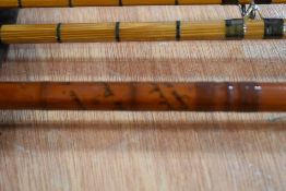 A Hardy Palakona 3pc split cane fly rod 8ft 6 inches in a soft sleeve