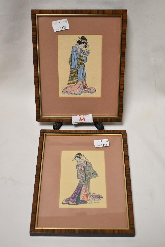 Two 20th century Cashs Woven Pictures including Eishi and Kiyomine
