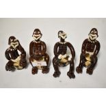 Four modern studio pottery ceramic figures of tribesmen