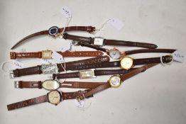 Ten ladies/girls fashion watches all with brown straps, including one Sekonda.