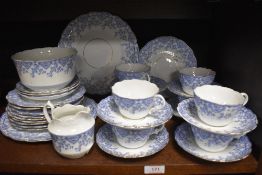 A selection of 20th century blue and white pattern teawares, to include milk jug and sugar bowl