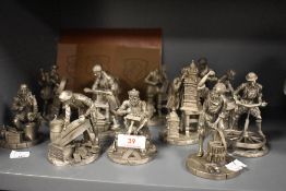 Twelve Franklin Mint Master Craftsman of the Renaissance Guilds figures some with documentation