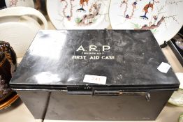 A WWII ARP wardens tin first aid case.