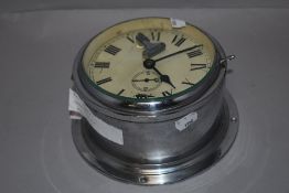 A 20th century Smiths Astral nautical ships clock with chrome case, perportedly from P&O Orient