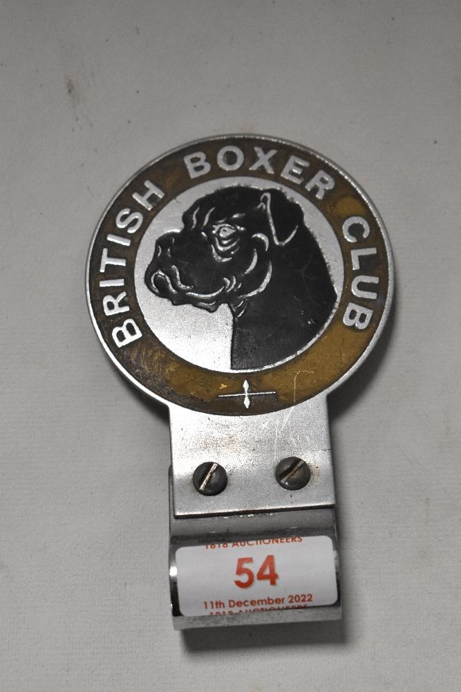 A vintage motor car badge for the British Boxer Club