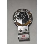 A vintage motor car badge for the British Boxer Club