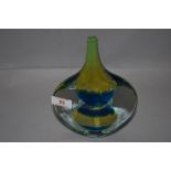 A mid century M'dina art glass vase 18cm high in green and blue colourways