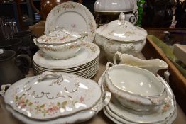 An early 20th century Burgess and Leigh, Burslem 'Bramble' partial dinner service, to include