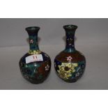 A pair of Chinese cloisonne vases of baluster form 12cm AF