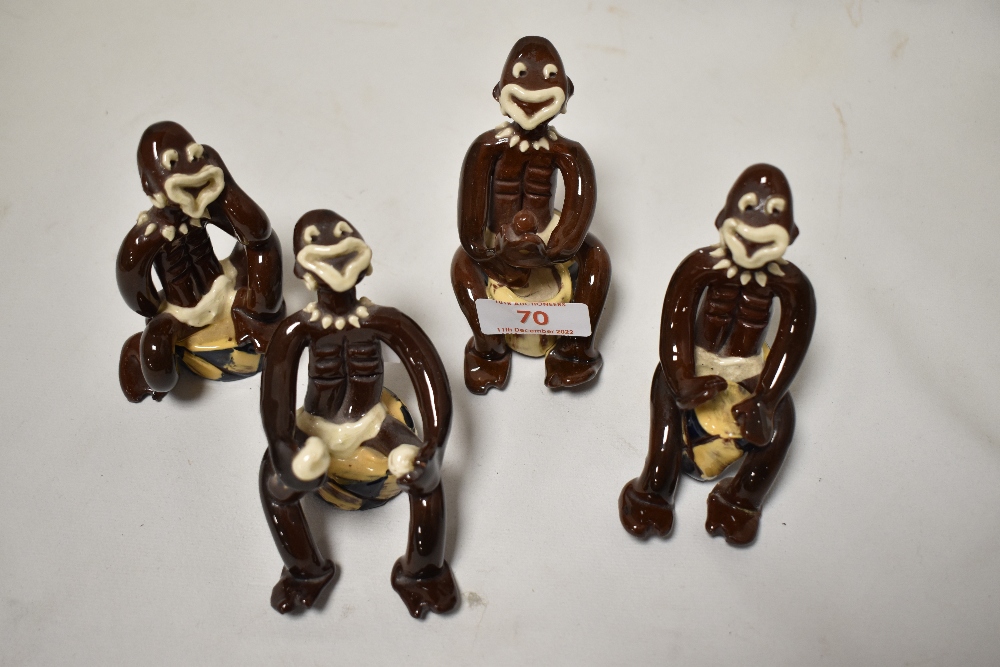 Four modern studio pottery ceramic figures of tribesmen - Image 2 of 2