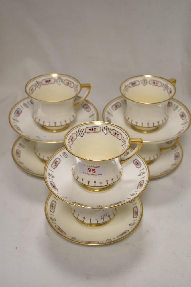 Six Paragon Art Deco stylefine design tea cups and saucers patt no. 695475
