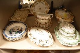 A mixed lot of antique ceramics, including tureens, plates, DBC 'Westover' soup bowls, handled