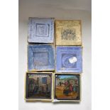 Six late Victorian coloured glass lantern slides including London Zoo, Conquest of the air, Boys and