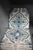 Sixteen Victorian Wedgwood blue pattern ceramic tiles 6'x6'