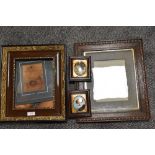 Two small printed portrait miniatures, sold together with two reproduction picture frames