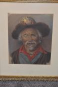 J A Hulbert, (1900-1979), three pastel sketches, Tibetan portrait studies, signed and attributed