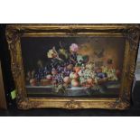 (20th century), an oil painting, still life fruit, 60 x 90cm, ornate framed, 80 x 110cm