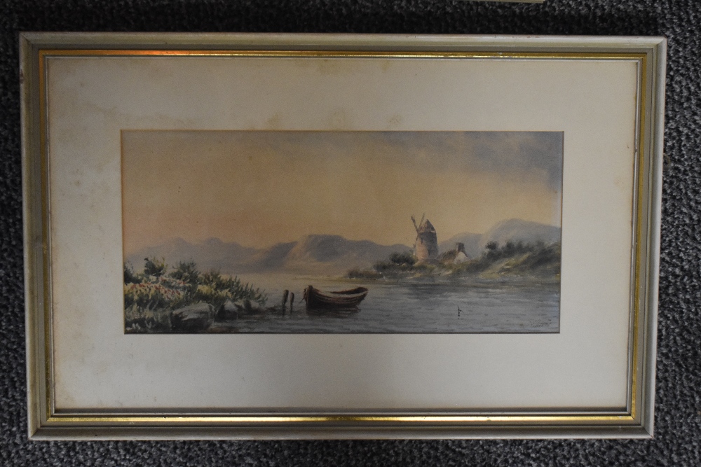 S Harris, (20th century), four watercolours, inc Continental lake landscapes, signed, 35 x 16cm, and - Image 2 of 3