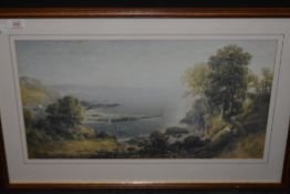 (20th century), a print, coastal landscape, 30 x 55cm, mounted framed and glazed, 46 x 69cm