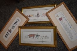 Dianne L Patton, (20th century), four prints, (2 +2), humorous animal interest, inc, Cock and Bull