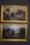 N T Heald, (19th/20th century), a pair of oil paintings, naive farmsteads, 29 x 49cm, later