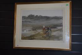 (20th century), a watercolour, coastal folk, not signed, 36 x 51cm, mounted framed and glazed, 58