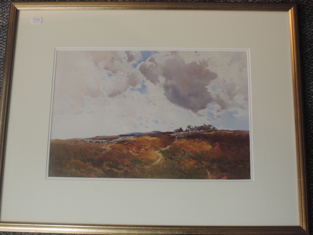 Arthur Tucker (1854-1929), a watercolour, moorland cottage, signed, 29 x 43cm, mounted framed and - Image 2 of 2