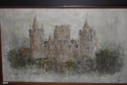 T Trend, (contemporary), an oil painting on board, castle, signed and dated (19)67, 56 x 94cm,