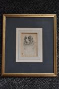 William Woodhouse, (1857-1905), a sketch, dog study, initialled, 12 x 8cm, mounted framed and