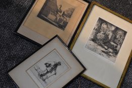 (20th century), three etchings, inc A Wild, after, manor cottage, signed and dated 1918, 24 x