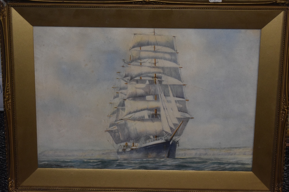 T Morris, (20th century), a watercolour, galleon, inscribed Nightwatch 1940, 31 x 46cm, later