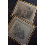 (19th/20th century), a pair of prints, London ladies reclining, indistinctly signed, 24 x 28cm,