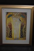 Klimt, (20th century re-print), style of, after, a print, lovers, 57 x 42cm, mounted framed and