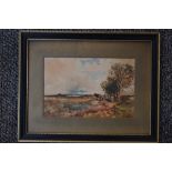 (19th/20th century), a watercolour, country landscape, 14 x 21cm, mounted framed and glazed, 26 x