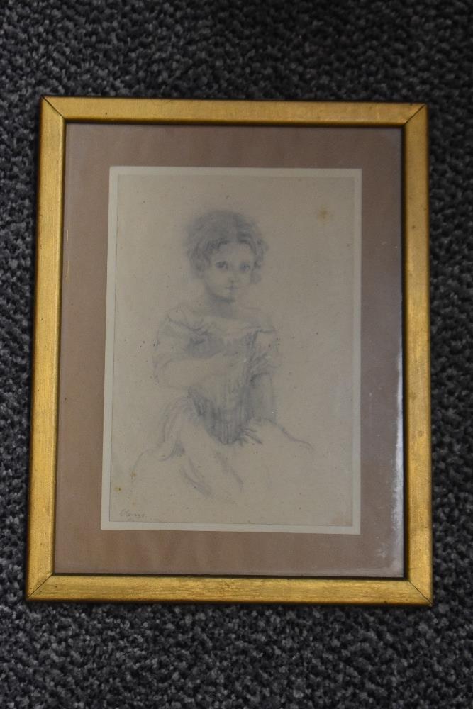 Olerano, (19th/20th century), a sketch, young lady, indistinctly signed, 20 x 14cm, later mounted